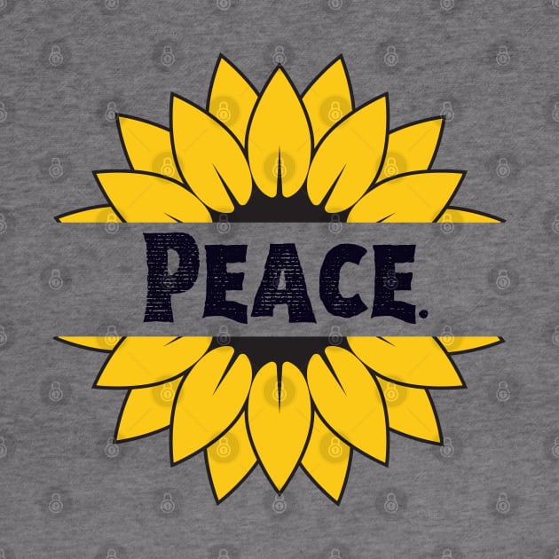 Peace Love Sunflower Typography in Nature by Mochabonk